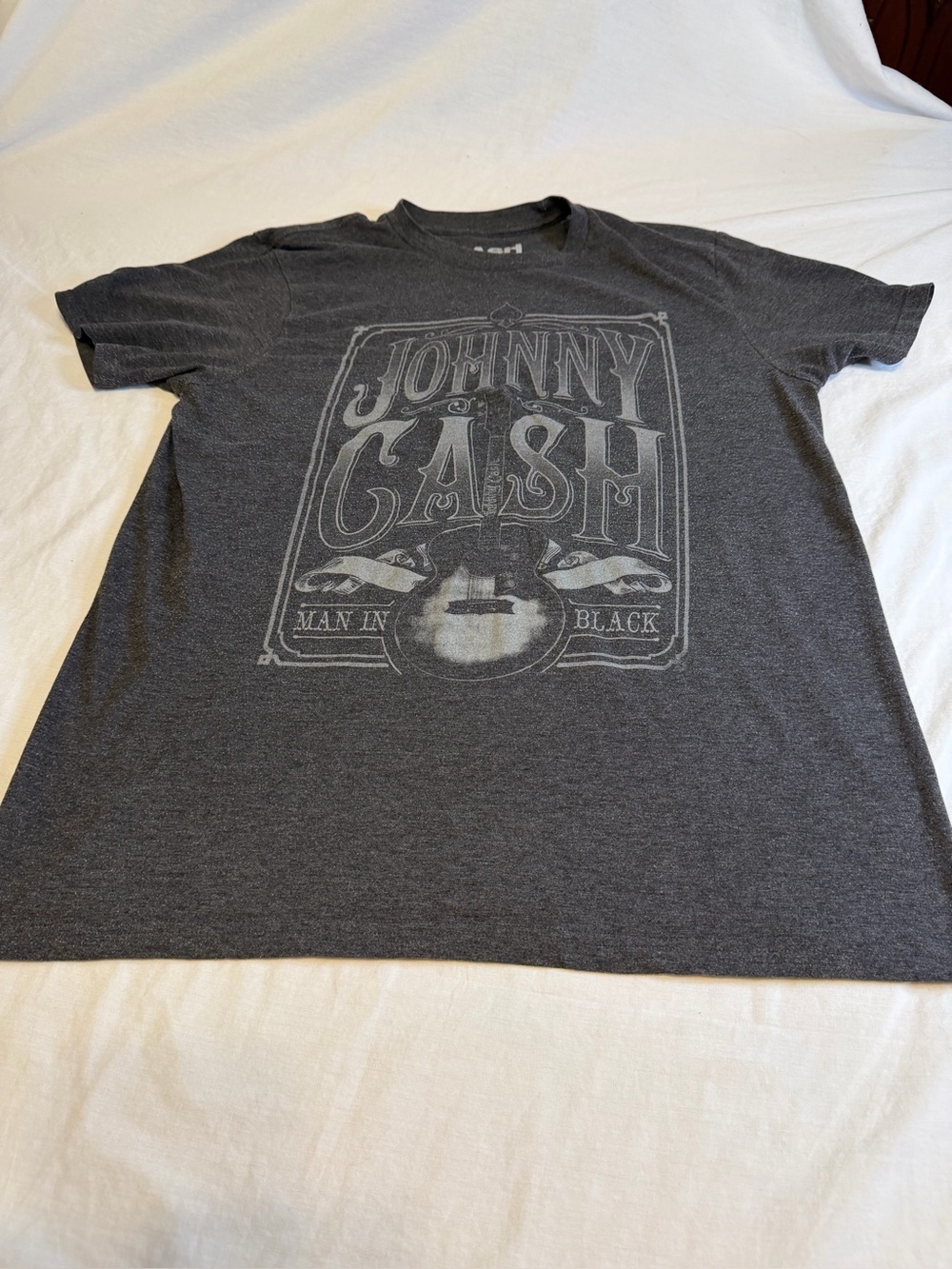 Johnny Cash Graphic Tee - Men's Charcoal Gray Crewneck size L
